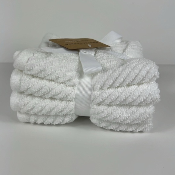 Ecoexistence 4 pc Bath Wash Cloths White Zero Twst Loops Cotton OEKO TEX NEW - Picture 5 of 9